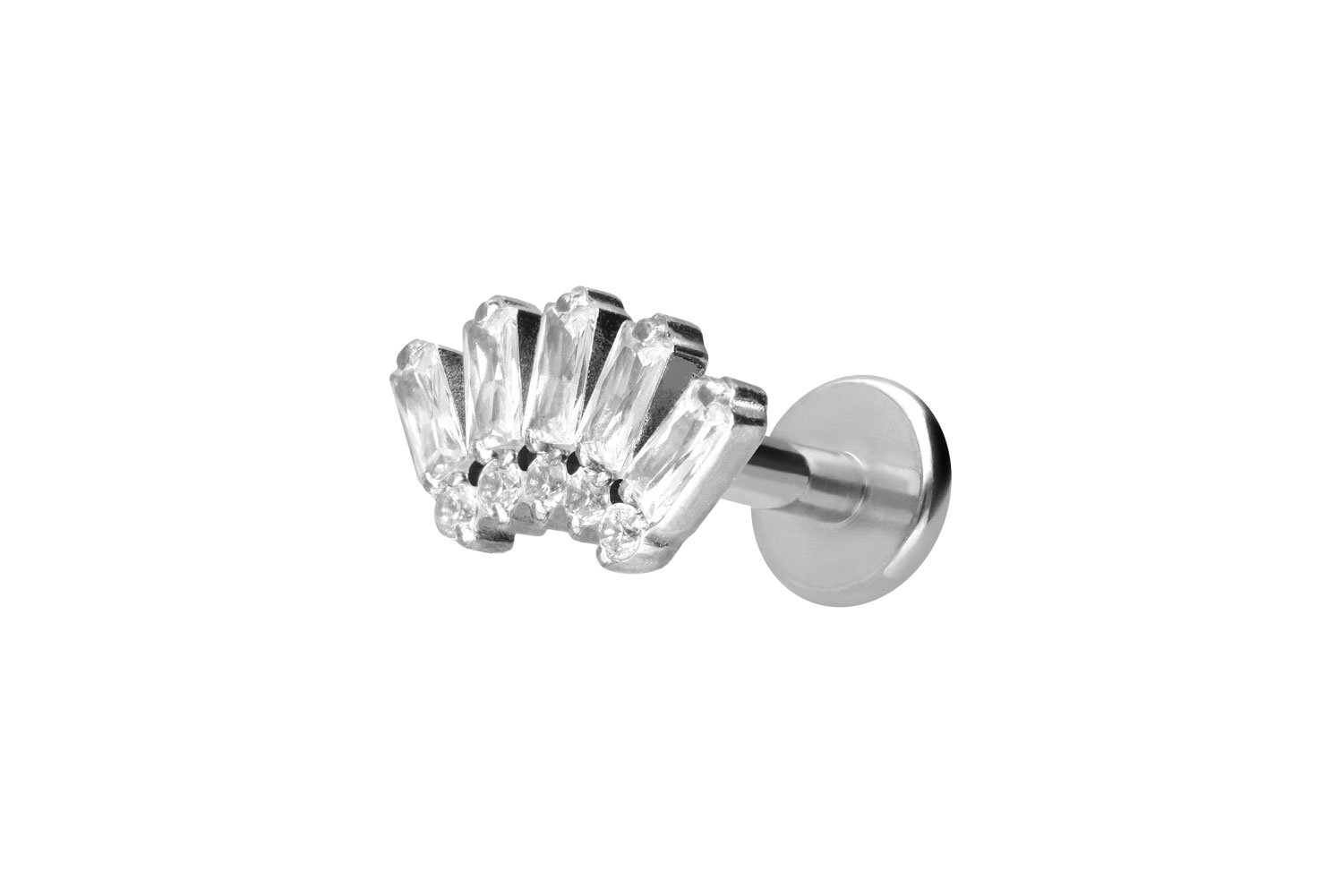 Titan Labret Piercing mit Innengewinde 10 EINGEFASSTE KRISTALLE